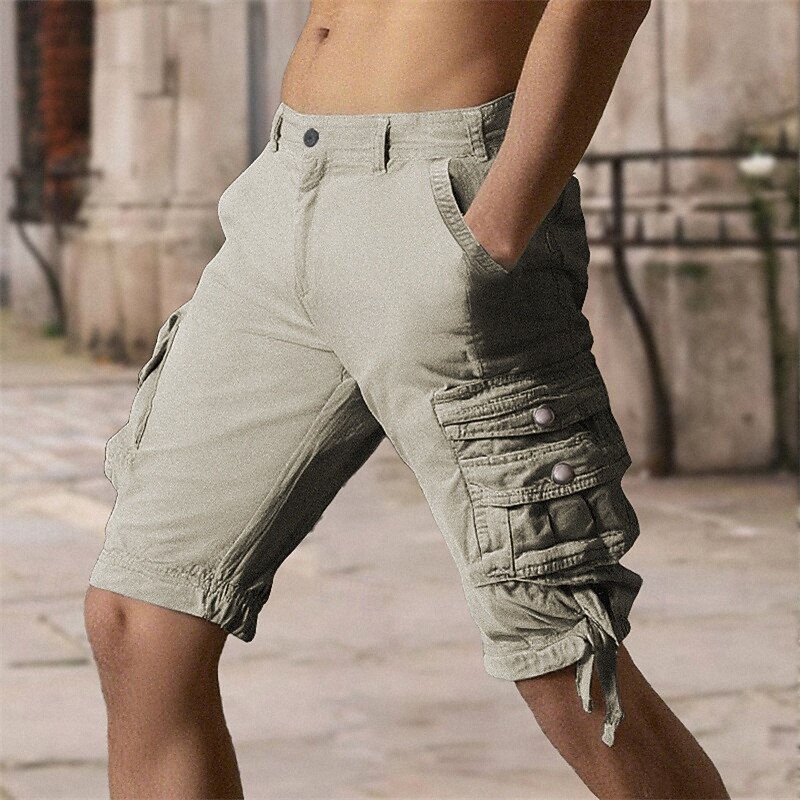 Men's Cargo Shorts Capri Pants Summer Shorts Multi Pocket Flap Pocket Plain Comfort Wearable Calf-Length Outdoor Sport Daily Fashion Casual Black Royal Blue