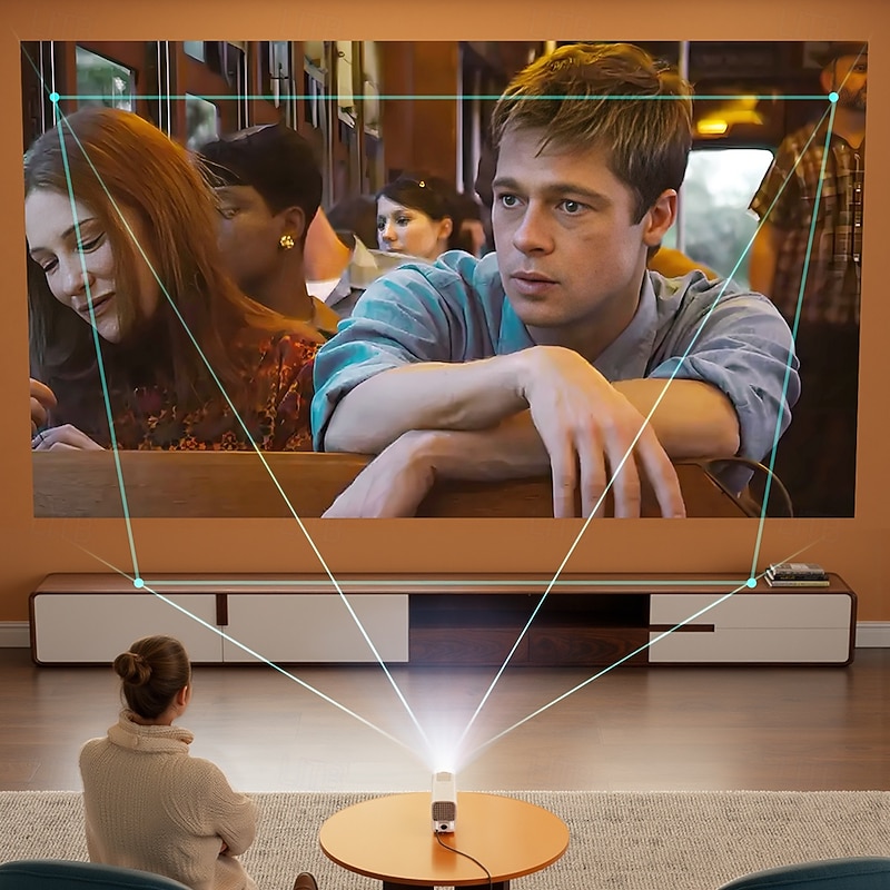 Super Convenient Mini Projection Home Theater 1080p Android Intelligent High-definition Home Wireless Projection Android Version Supports Wireless Same Screen Mobile Phones Supports USB Flash Drives