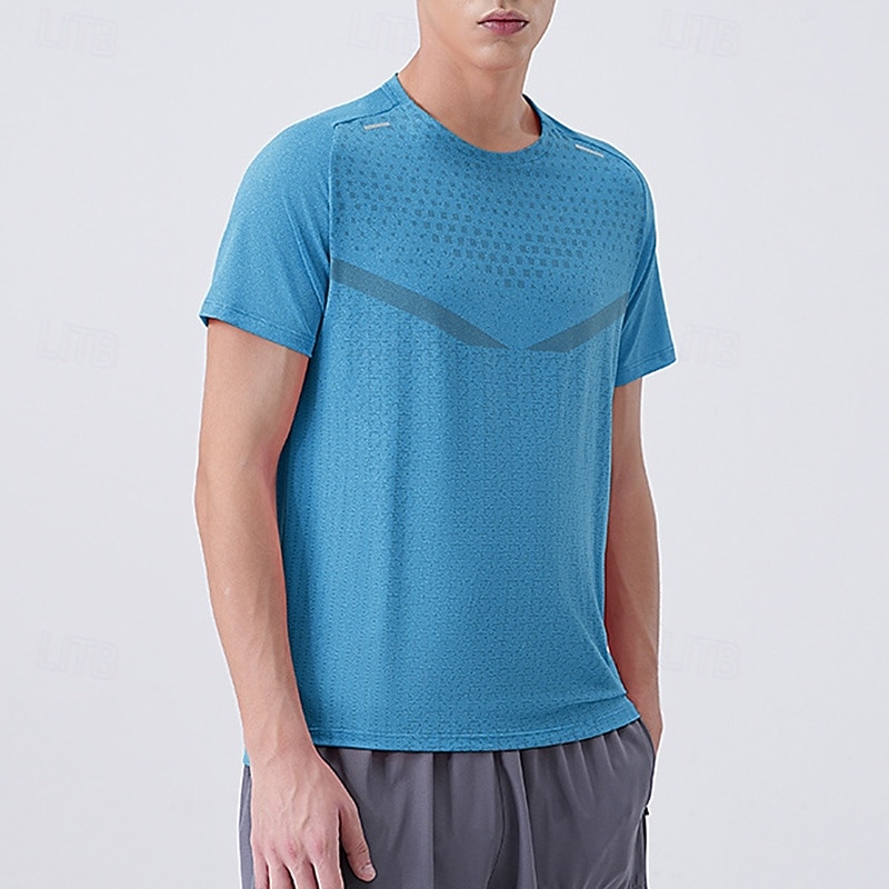 Men's Performance Shirt Sport Tee Shirt Short Sleeve Crew Neck Top Outdoor Quick Dry Sweat wicking Breathable Polyester Pink Blue Purple Tennis Golf Running