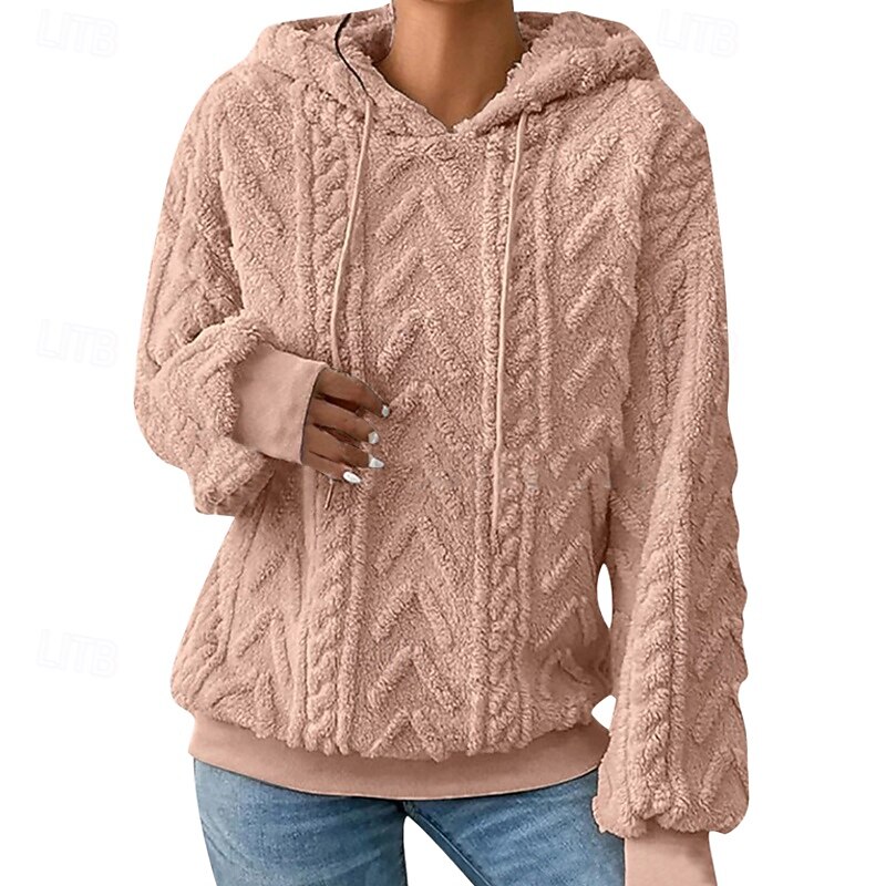 Women's Pullover Hoodie Sweatshirt Hoodies Plain Casual Long Sleeve Hooded Regular Tops Street Holiday Going out Red Purple Khaki Fall Winter2