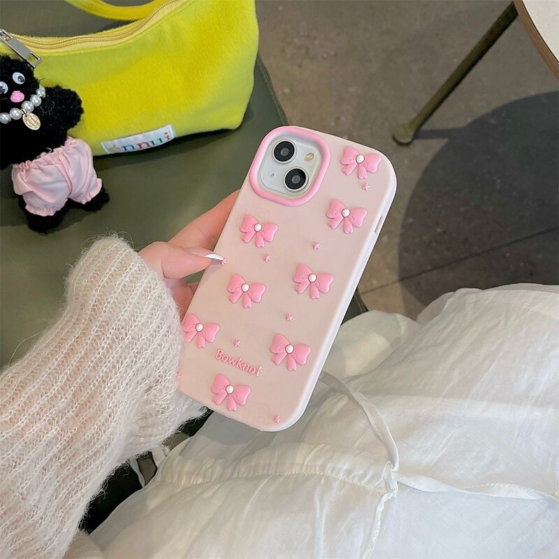 Phone Case For iPhone 16 Pro Max Plus 15 14 Pro Max Plus 13 Pro Max Back Cover Shockproof Bow tie Silicone3