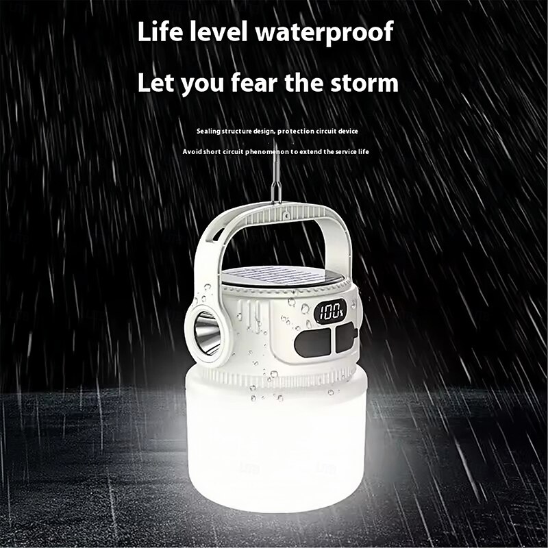 LED Camping Lanterns Solar Charging Solar Bulb Light USB Charging Camping Tent Flashlight Bulb Night Lamp 6 Lighting Modes  1PC4