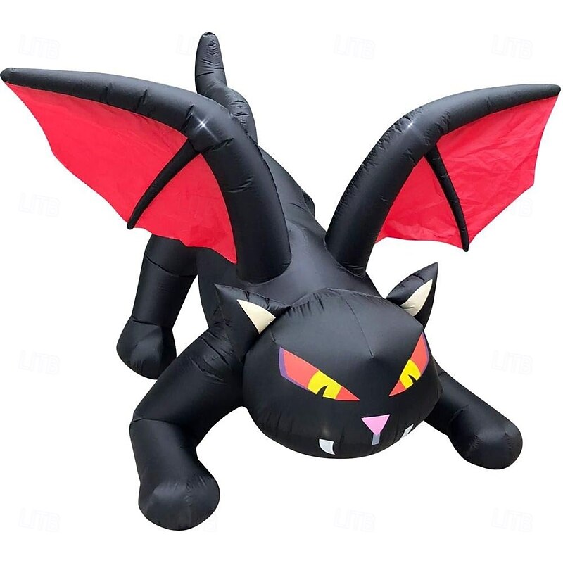 1 Pc2.4M Halloween Inflatable Black Cat Air Model with Light Halloween Indoor and Outdoor Horror and Weird Party Atmosphere Light4