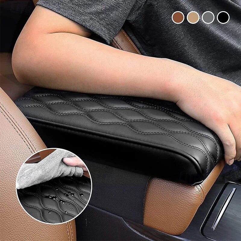 Vehicle Memory Foam Armrest Box, Car Center Console Cushion with Storage Pocket, Phone Holder, Tissue Box, Elbow Support Pad for Driving Comfort