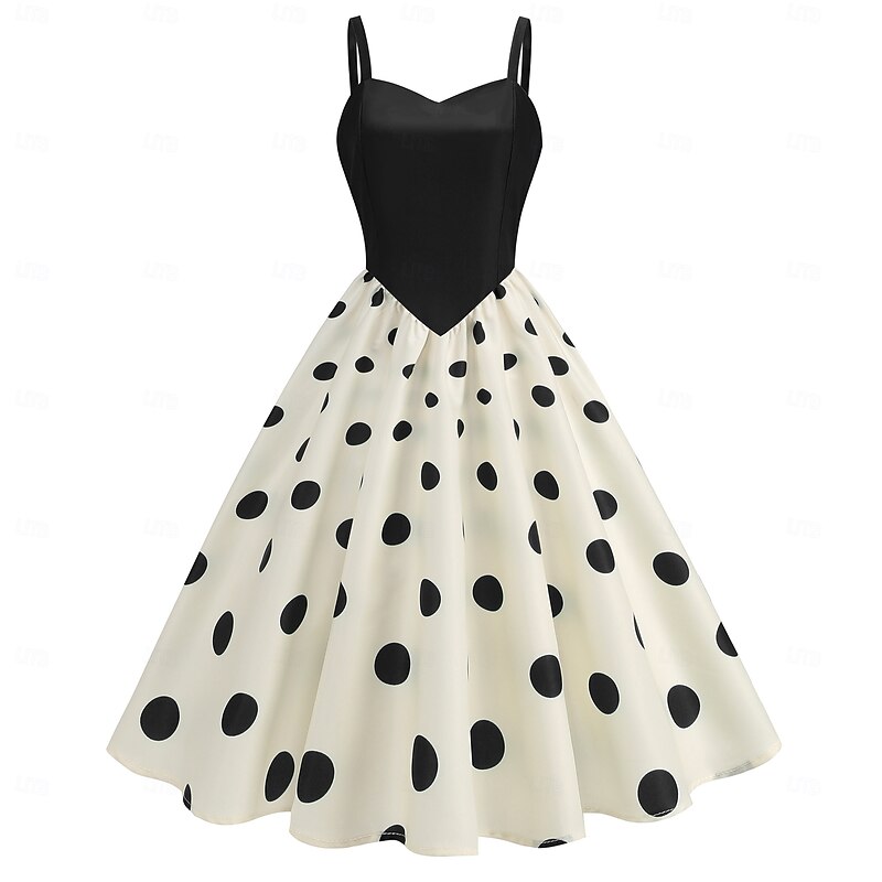 Retro Vintage 1950s Rockabilly Midi Swing Dress Flare Dress Fit and Flare Polka Dot Fancy Dress Women's Halloween Carnival Vacation Casual Daily Retro Theme Party Adults Dress Spring & Summer4