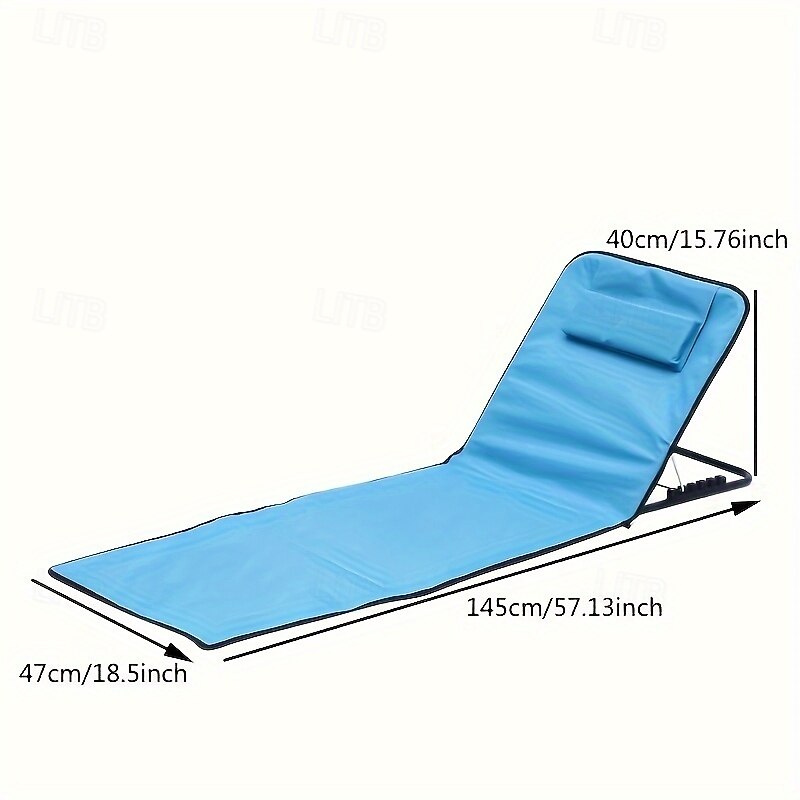 Adjustable Beach Mat 600D Oxford Fabric 5 Positions Foldable Camping Picnic Outdoor Leisure Blue No Magnesium Rod/Flint Included4