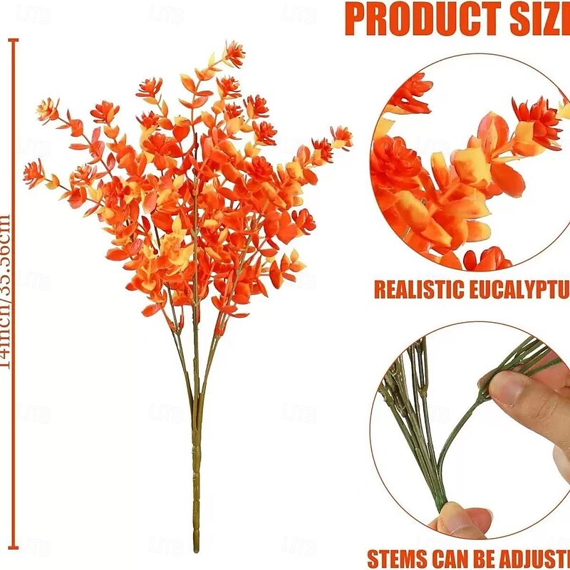 12 Bundles Artificial Fall Mums Flower(Orange & Yellow), UV Resistant Faux Plants for Outdoor Use, Fade-Resistant Plastic Greenery for Garden, Porch, Patio, and Autumn Home Decor2