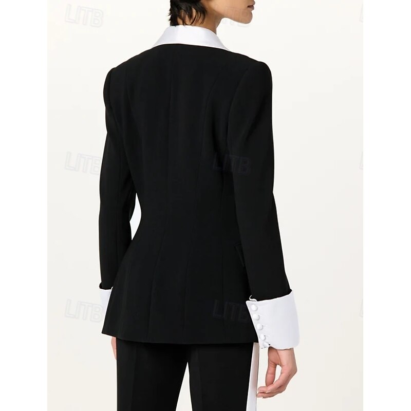 Women's Blazer Sport Coat Formal Wedding Guest Vintage Elegant Long Sleeve Shawl Lapel Double Breasted3