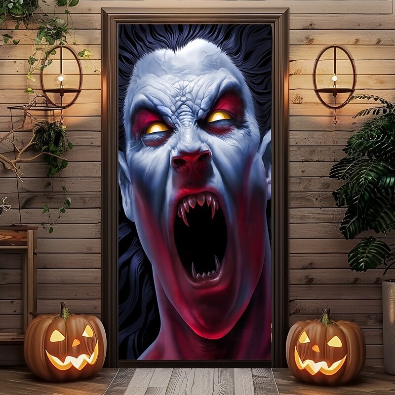 Halloween Door Covers Awakening by Tom Wood Door Tapestry Door Curtain Decoration Backdrop Door Banner for Front Door Farmhouse Holiday Party Indoor Outdoor Decor Supplies2