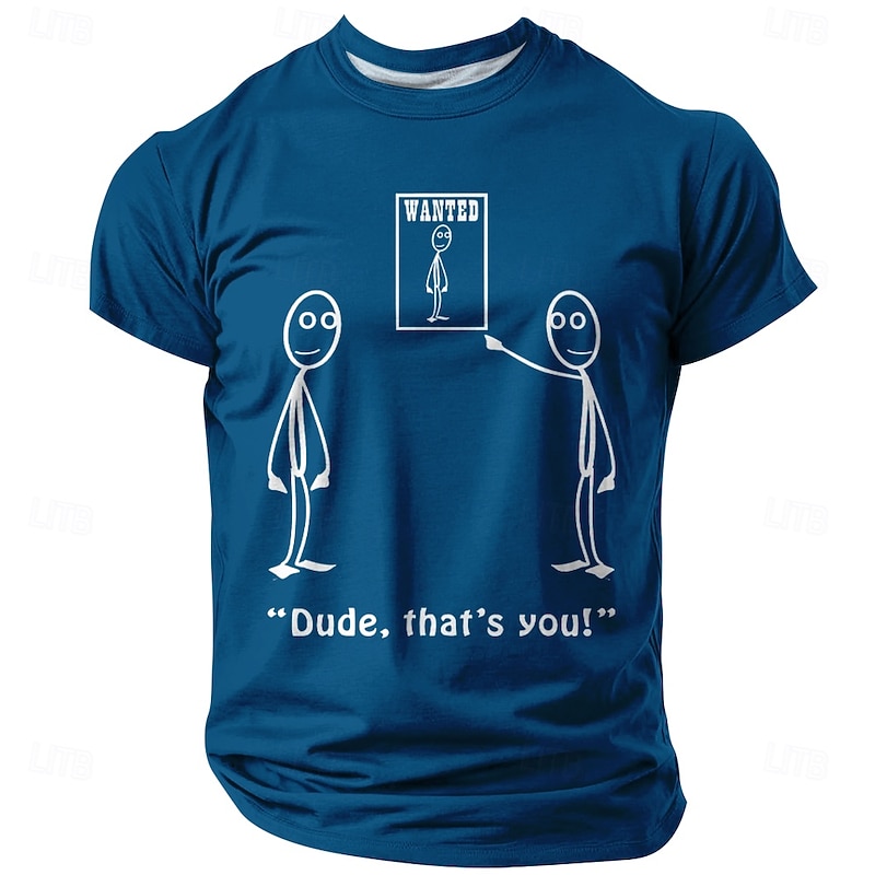 Men's Funny 'Wanted - Dude, That's You!' Graphic T-Shirt, Playful Pun Black Short Sleeve Tee