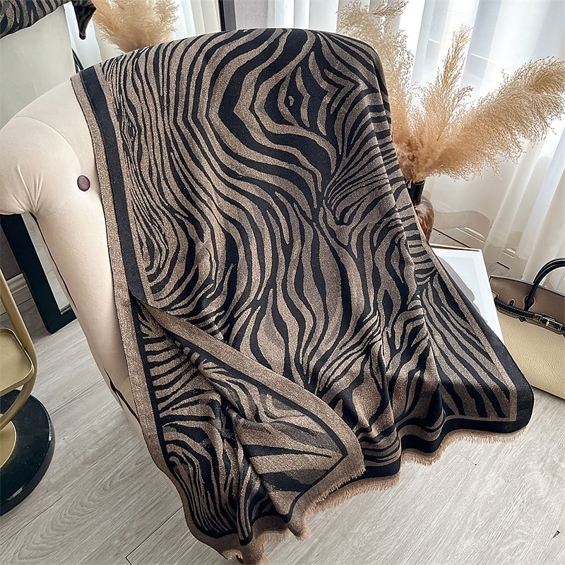 Women's Rectangle Scarf Women's Shawls & Wraps Street Daily Date Black Brown Scarf Print4