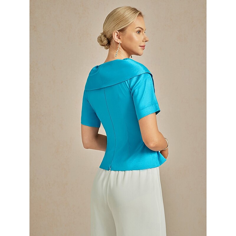 Women's Solid Color Stylish Turndown With Belt Blue Summer Spring Fall3