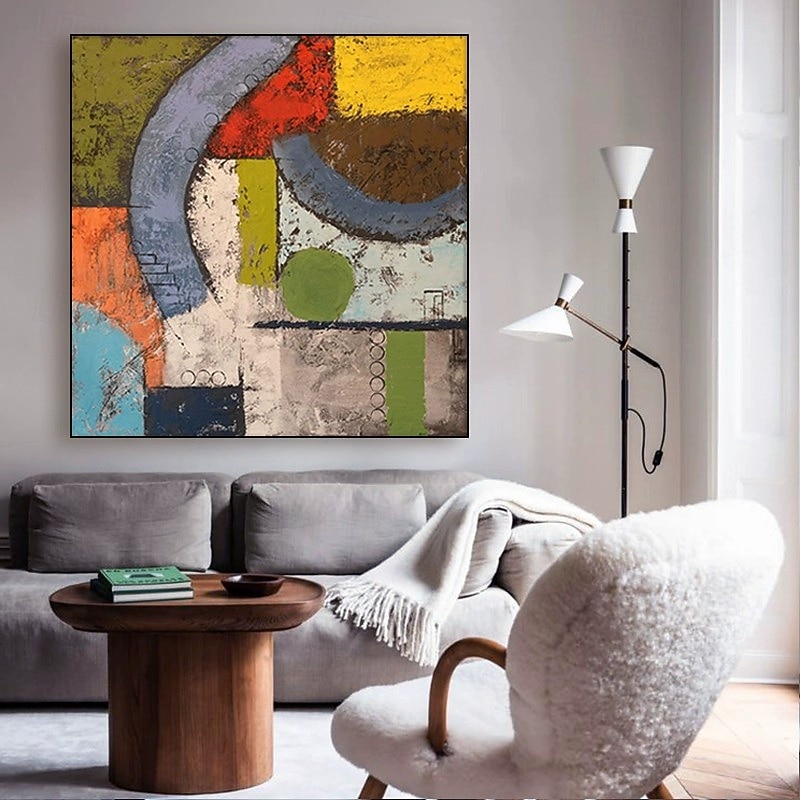 Handmade Oil Painting Canvas Wall Art Decoration Modern Square Abstract for Home Dining Room Decor Rolled Frameless Unstretched Painting2