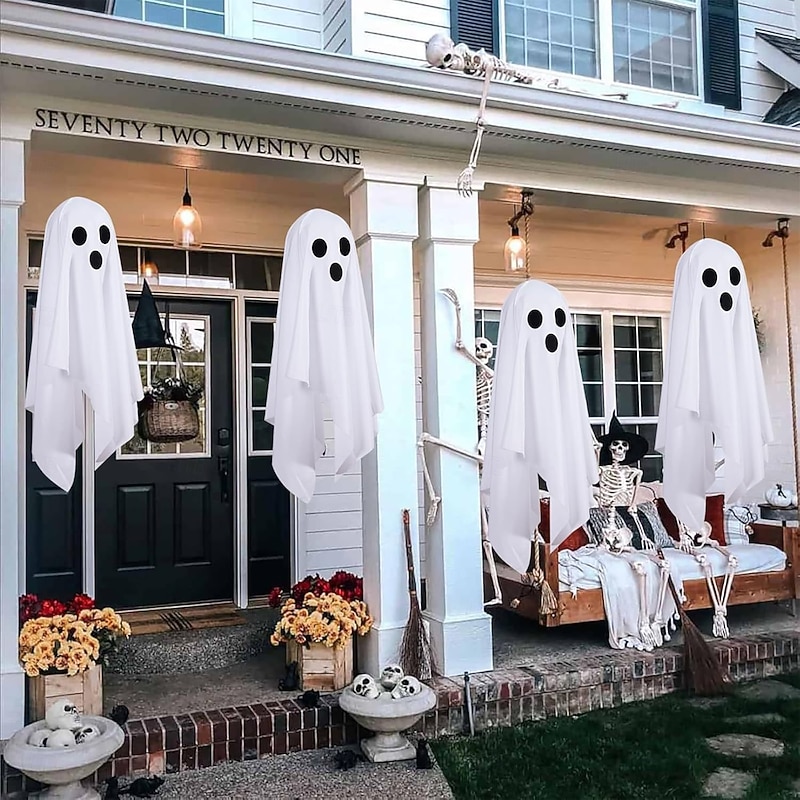 Halloween Decorations Outdoor, Halloween Hanging Decorations Ghost Decor, White Cloth Hanging Ghost, Indoor Halloween Decor Outside, Flying Ghost Halloween Party Decor Front Porch Yard Garden3