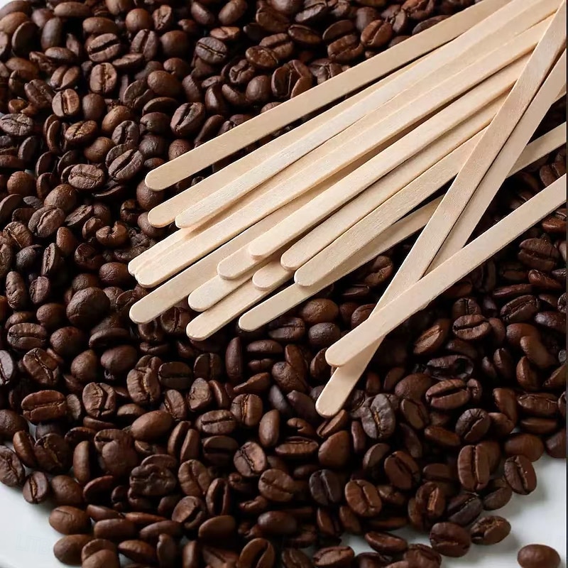 300pcs Individually Wrapped Wooden Coffee Stirrers, 140mm Disposable Drink Stir Sticks with Smooth Ends for Coffee, Tea, Cocktails, Bar, Café, Party Supplies2