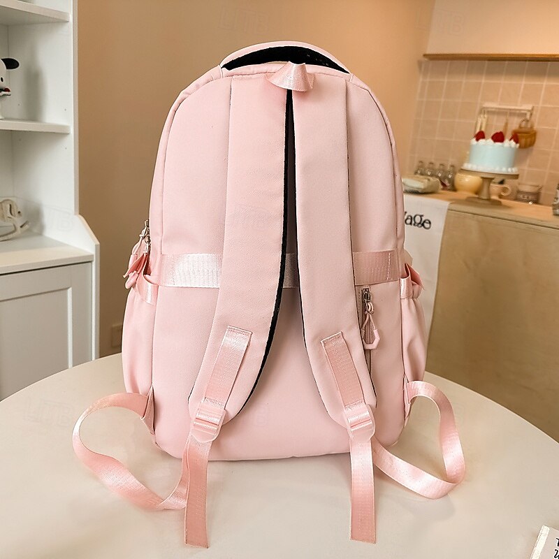 Black and White Teen Backpack with Buckle Strap and Pouch – Stylish School Bag for Middle & High School Students3