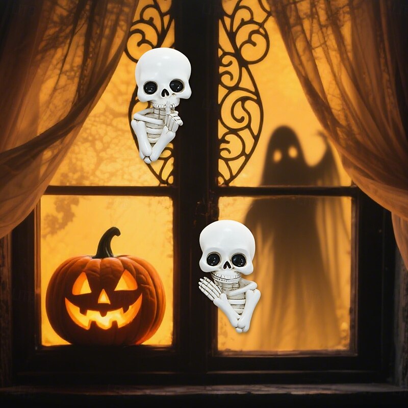 Halloween Resin Skeleton Door Frame Wall Decor, Creative Spooky Decoration for Living Room, Bedroom, and Home Halloween Atmosphere3
