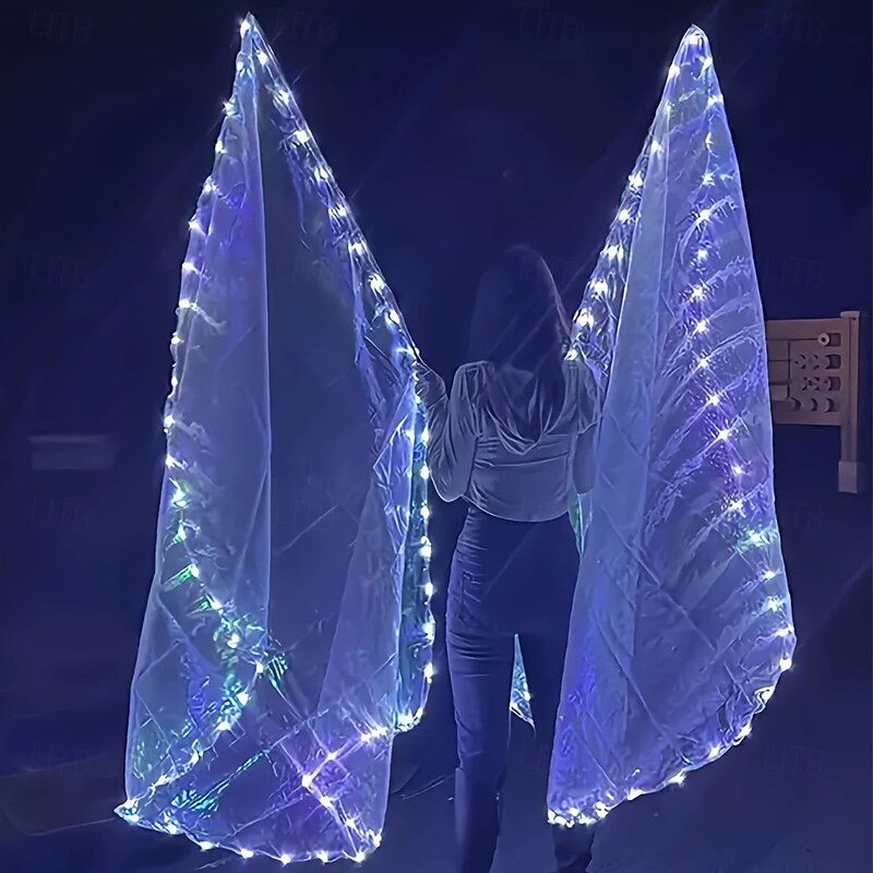 LED Luminous Dance Flag and Stick White Fabric With Switch Performance Props Belly Dance LED Flag