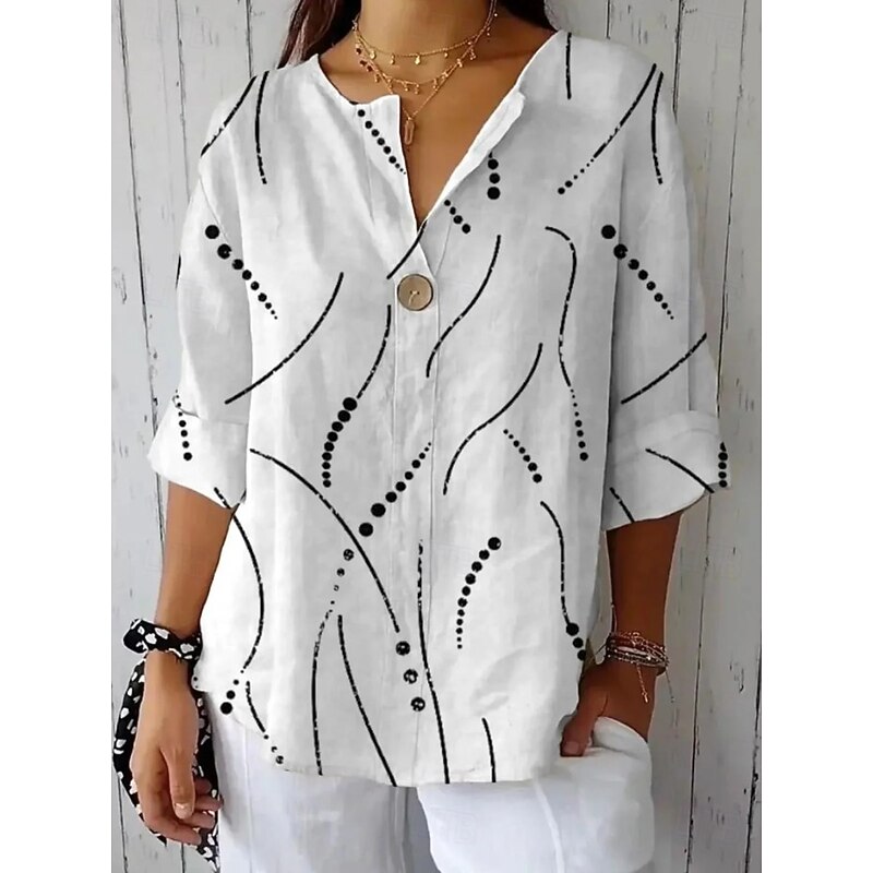 Women's Shirt Long Sleeve  V Neck Floral Graphic Vintage Tropical Hawaiian 3/4 Length Sleeve Crew Neck Regular Tops Daily Holiday Beach Wear Print White Pink Royal Blue Purple Green Summer Spring