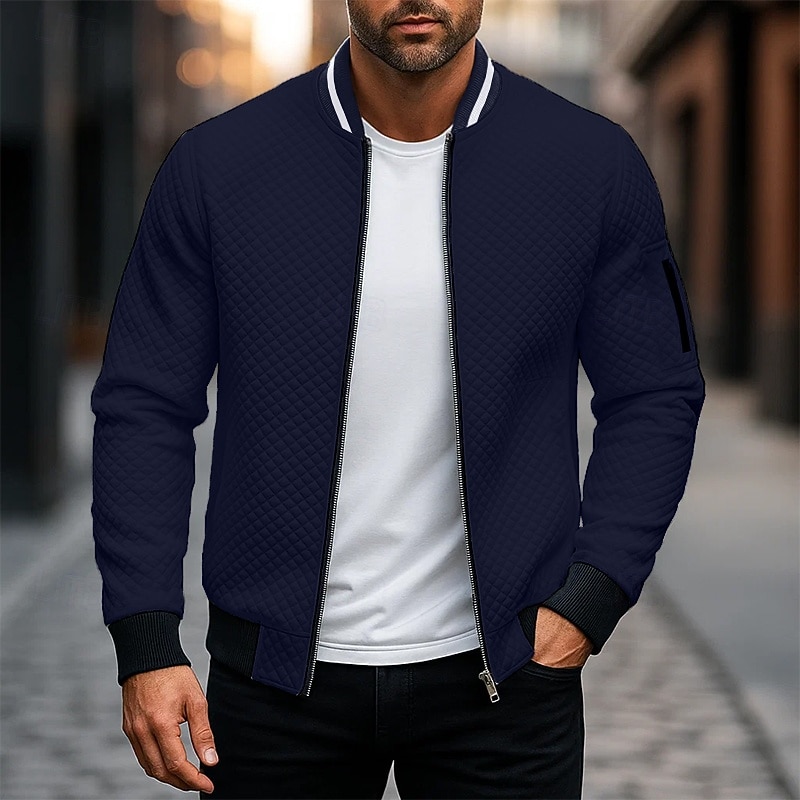 Men's Sweatshirt Full Zip Sweatshirt Wine Red Black White Navy Blue Light Grey Hooded Plain Textured Sports & Outdoor Casual Daily Streetwear Cool Sportswear Spring &  Fall Clothing Apparel Hoodies4