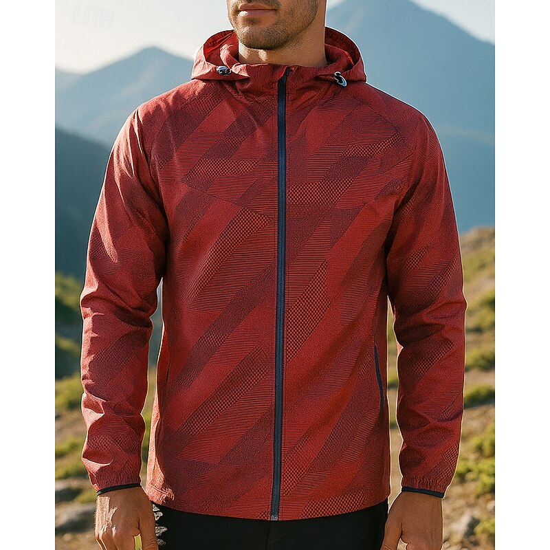 Men's Windbreaker Softshell Jacket Hardshell Jacket Outdoor Waterproof Windproof Hiking Outfits Hiking Clothes Spring Autumn / Fall Top Camping / Hiking / Caving Running Solid Color Red Blue4