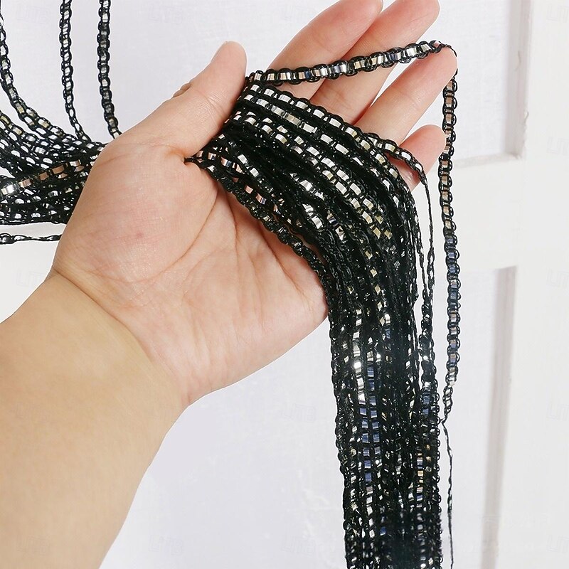 Curtain Drapes Korean Style Embroidered Tassel Curtains Decorative Sheer Door & Room Divider for Living Room, Wedding, Home Decor3