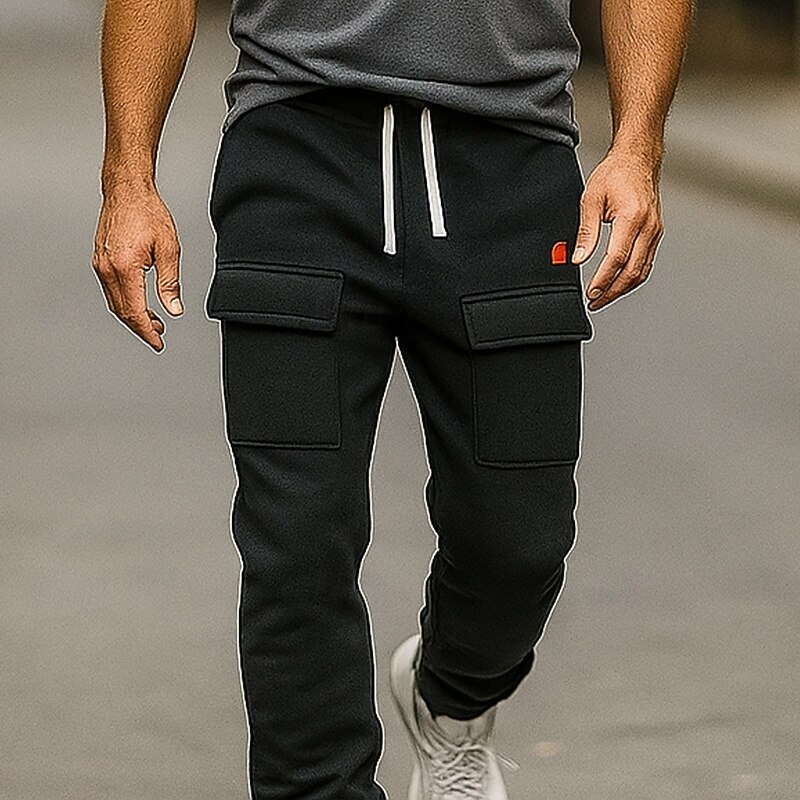 Men's Sweatpants Joggers Trousers Cargo Sweatpants Baggy Pants Elastic Waist Drawstring Front Pocket Plain Comfort Breathable Full Length Outdoor Daily Going out Vacation Fashion Black Dark Gray