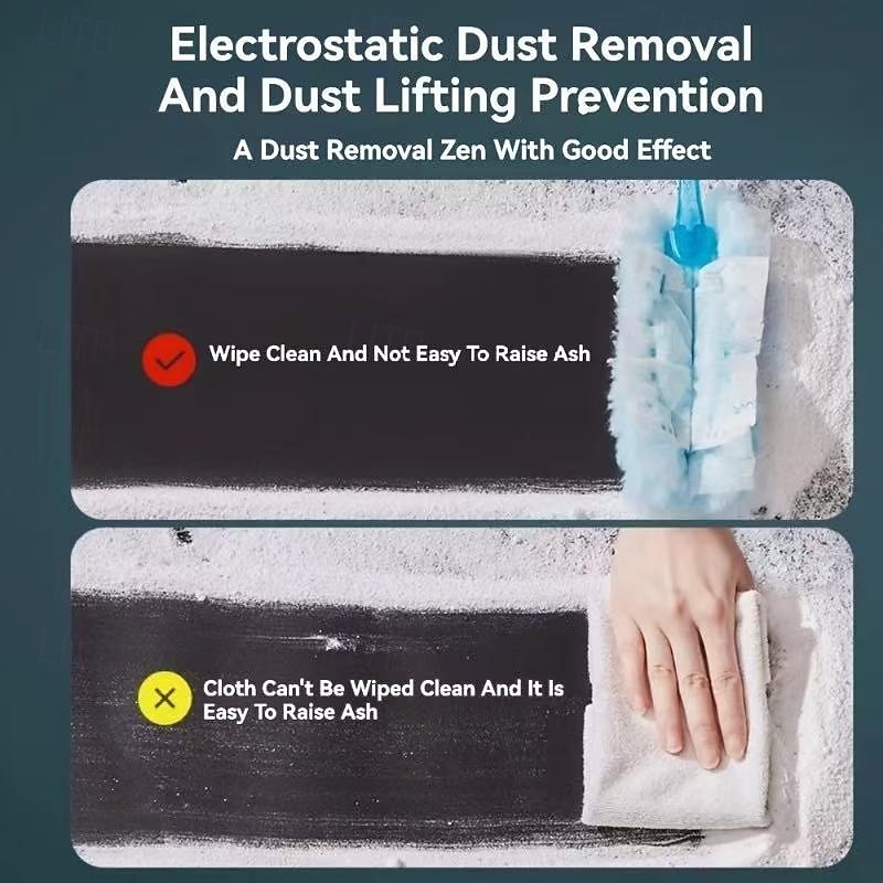 50pcs Replacement Electrostatic Dust Cleaning Cloths, Fiberglass Disposable Pads for 360° Cleaning, Compatible with Duster Handles for Desk, Bookshelf, Washing Machine, Furniture, Car, Keyboard2
