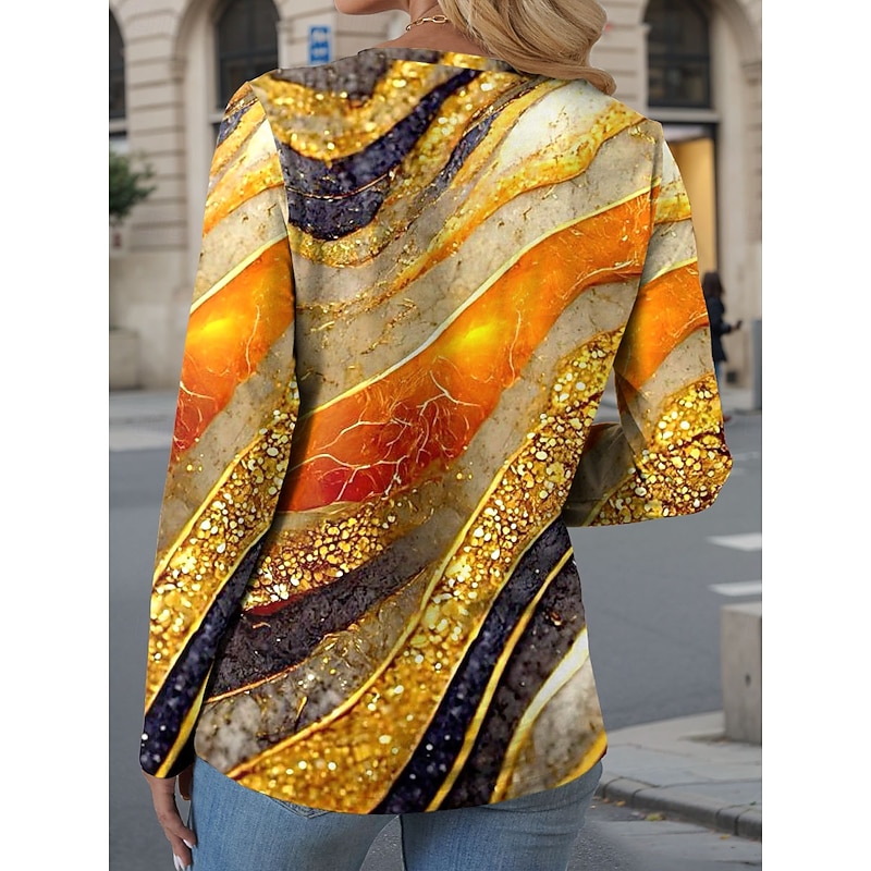 Women's T shirt Long Sleeve Crew Neck Long Sleeve Tunic Ombre Graphic Texture Vintage Stylish Modern Round Neck Regular Tops Daily Print Blue Purple Orange Green Fall Prefall2