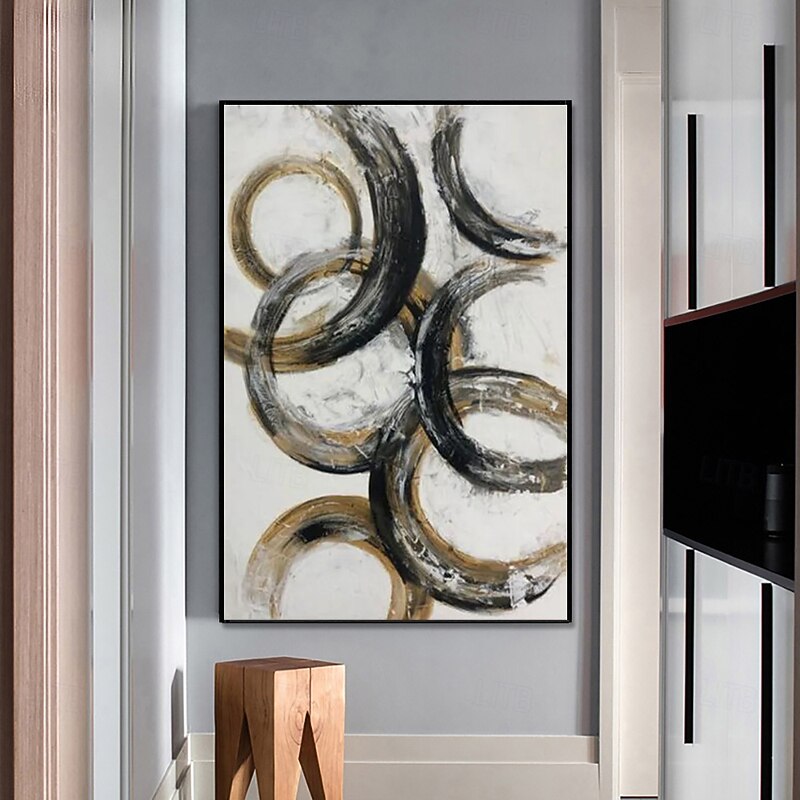 Handmade Oil Painting Canvas Wall Art Decoration Simple Circle Abstract for Home Decor Stretched Frame Hanging Painting/Rolled Frameless Unstretched Painting2