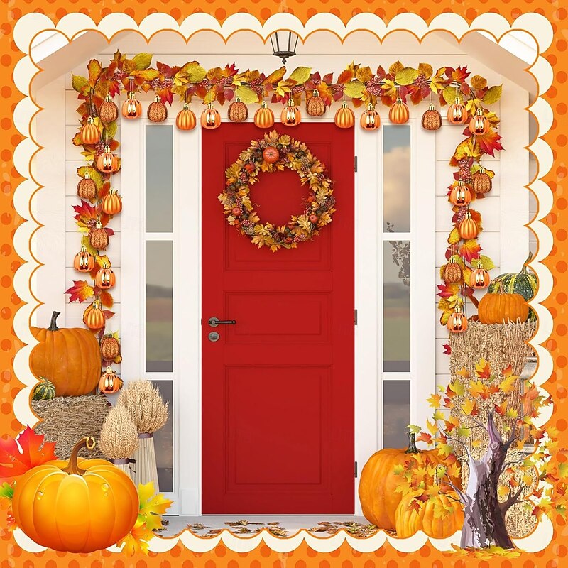 24 pcs Halloween Hanging Pumpkin Ornaments Fall Mini Thanksgiving Ball Ornaments, 3cm Hand Painted Pumpkin Baubles for Christmas Tree, Garland, Table Centerpiece or Harvest Festival Decor3