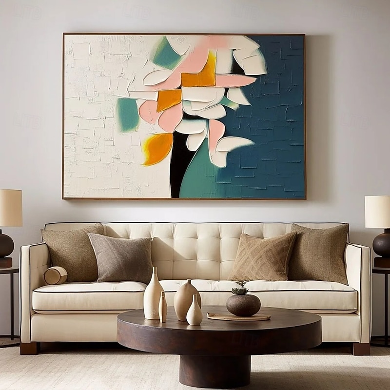 Handmade Oil Painting Canvas Wall Art Decoration Modern Abstract Thick Oil 3D Knife Flowers for Living Room Home Decor Rolled Frameless Unstretched Painting2