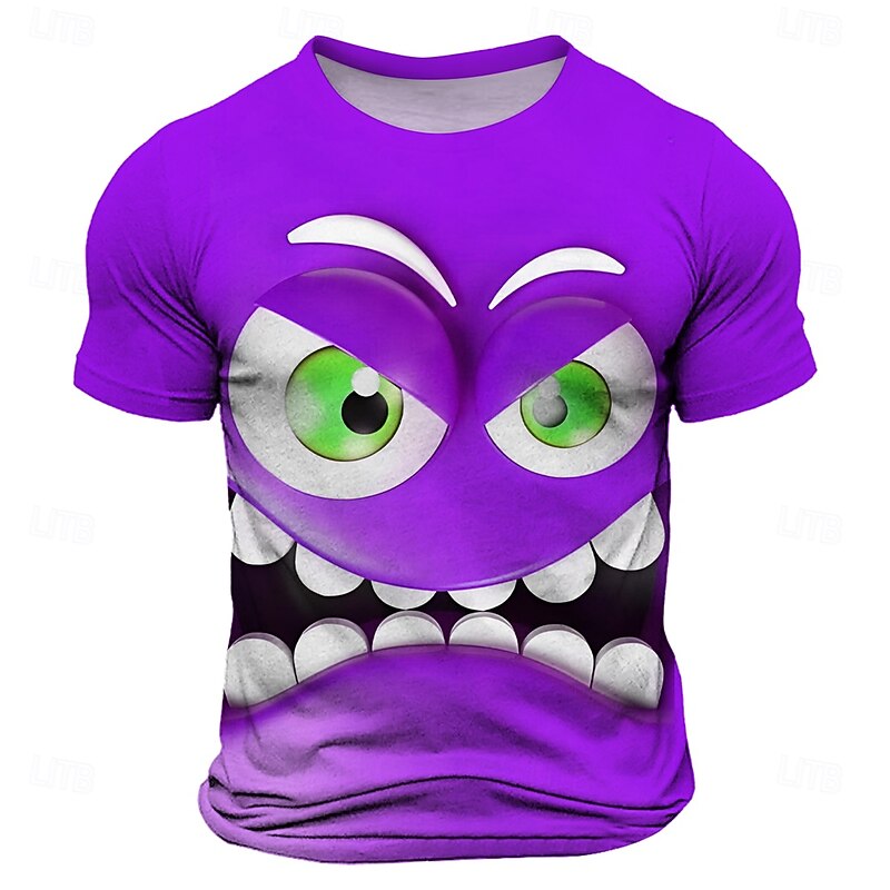 Men's Cartoon 3D T Shirt Short Sleeve T shirt 3D Print Crew Neck Shirt Fashion Exaggerated Daily Party Street Casual Blue Purple Orange Summer Spring All Seasons Clothing Apparel S M L XL XXL XXXL4