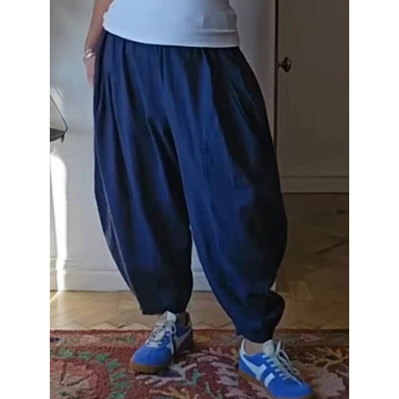 Women's Harem Pants Buddha Pants Full Length Natural Navy Summer Fall2