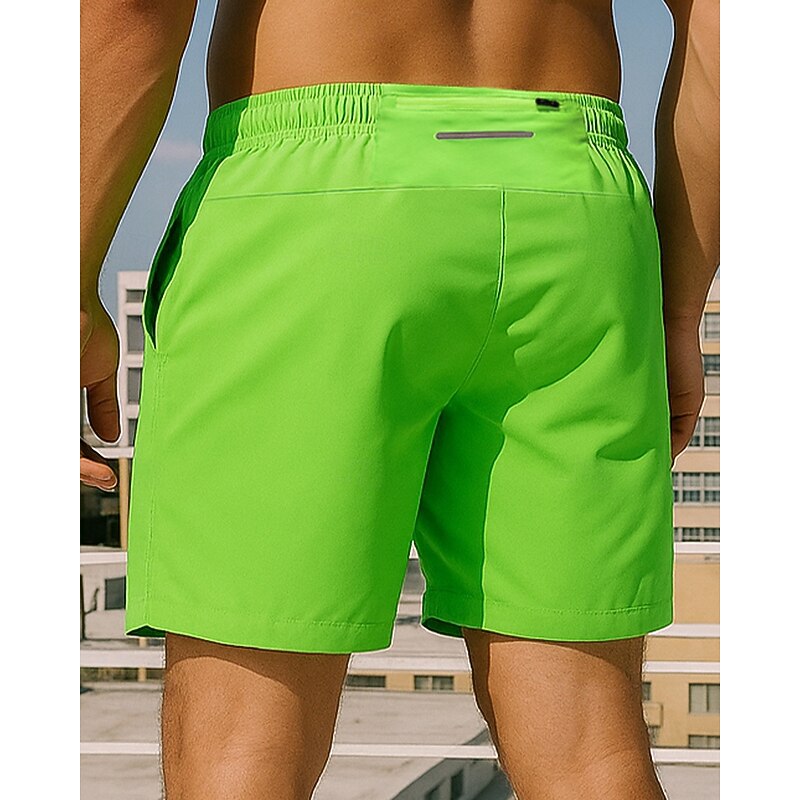 Men's Running Shorts Workout Shorts Zip Up Pocket High Waist Bottoms Athleisure Gym Workout Quick Dry Breathable Gym Workout Outdoor Running Regular Fit Sportswear Activewear Solid Colored Black