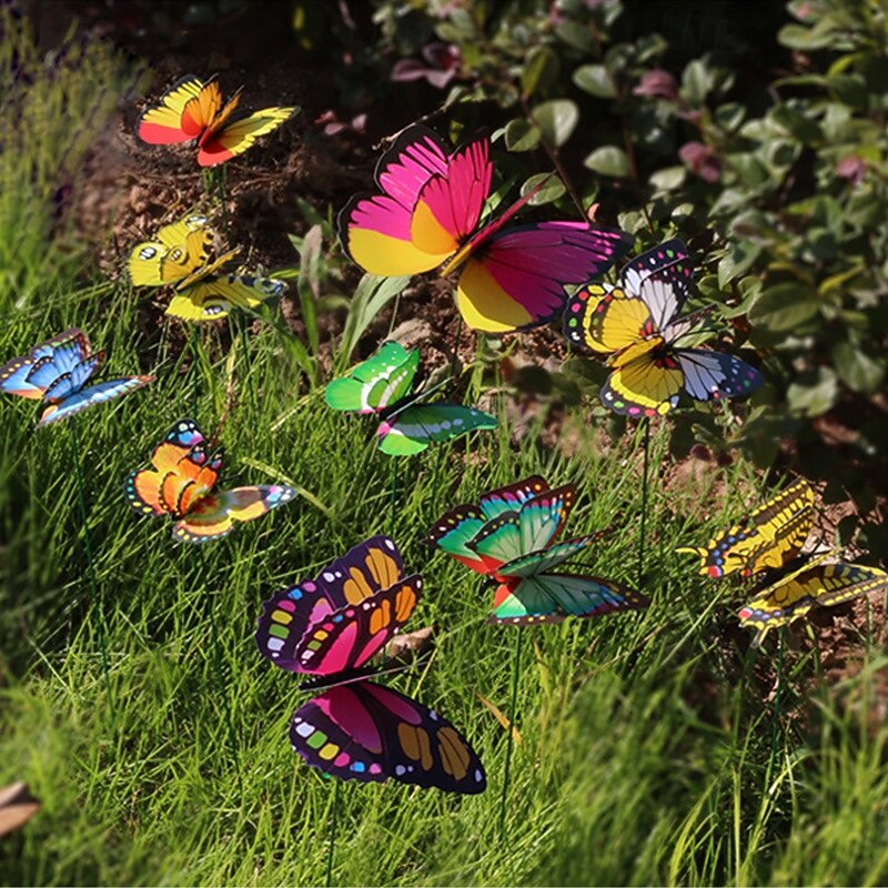 10pcs Large Butterfly Garden Yard Planter Colorful Waterproof 3D Butterfly Stakes Decoracion Outdoor Decor Party Garden Decorati2