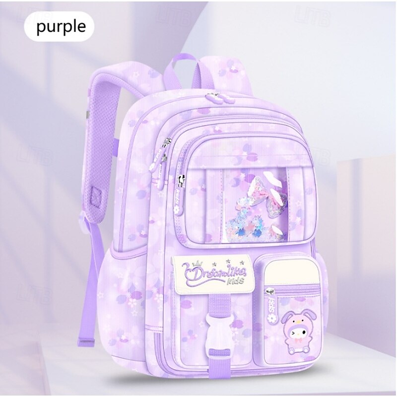 Girls' Cute Cartoon Backpack – Dreamlike Kids School Bag with Bunny Print and Multiple Pockets for Elementary Students3