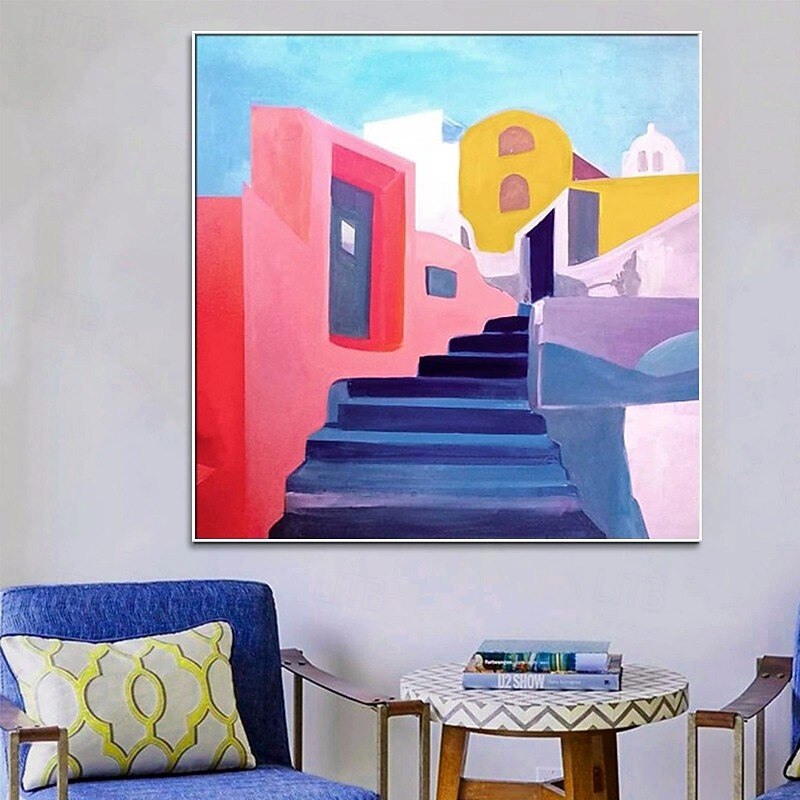 Handmade Oil Painting Canvas Wall Art Decoration Modern Abstract Colorful House for Home Dance Studio Decor Rolled Frameless Unstretched Painting
