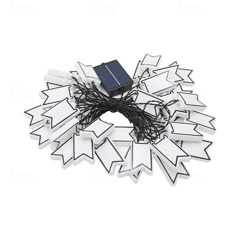 1 Pc Outdoor Solar Camping Flag Atmosphere Light String 5M-20Leds/10M-40Leds Balcony Terrace Courtyard Garden Tent Wedding Festival Atmosphere Decorative Light3