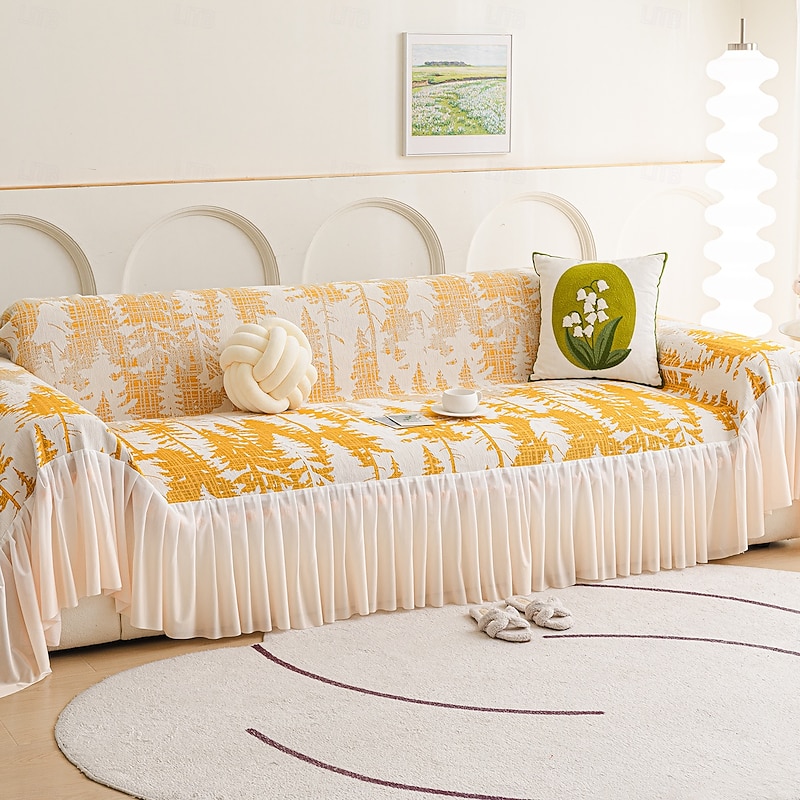 Lightweight Luxurious Sofa Cover Couch Cover Branch Shade Sofa Towel Sofa Blanket/Sofa Cover Anti Cat Scratch Sofa Towel Sofa Protective Cover/Suitable For 1-4 Cushion Sofas And L-Shaped Sofas Easy To Install4