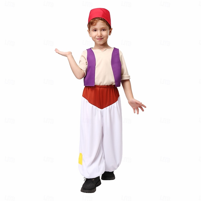 Fairy Tale Arabian Nights Prince Aladdin Cosplay Costume Outfits Storybook Characters Movie Cosplay for Boys' Kid's Halloween Carnival World Book Day Performance Educational Dress Up School Event
