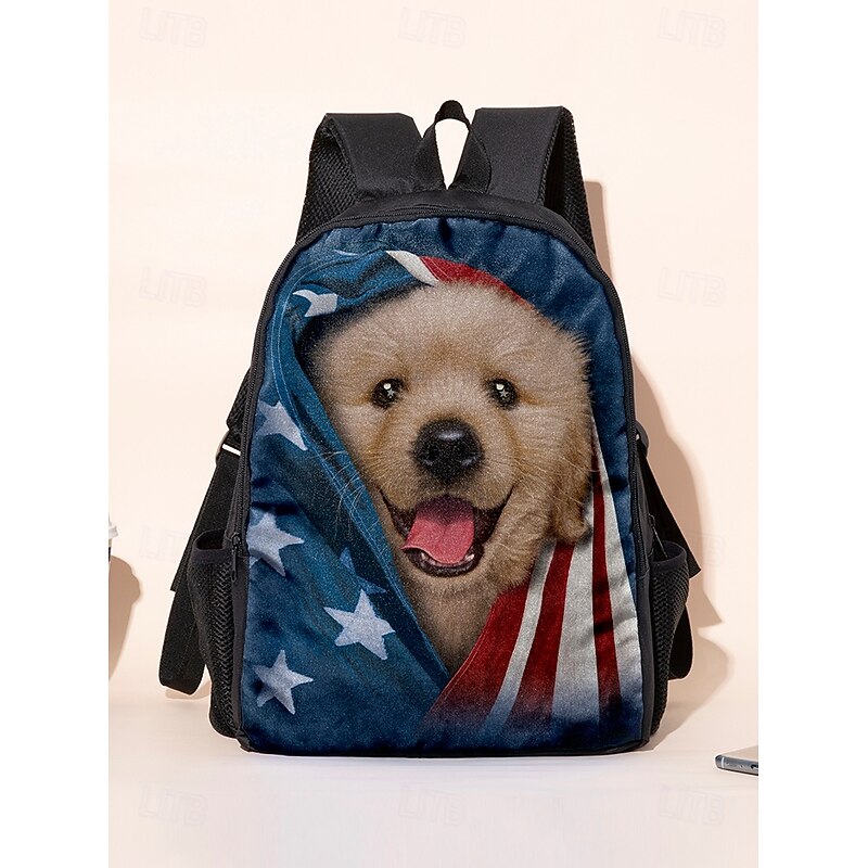 Kid's Dog Print Backpack by Vincent Hie– Double Layer School Bag with Large Capacity and Side Pockets, Cute Puppy Design for Boys and Girls3