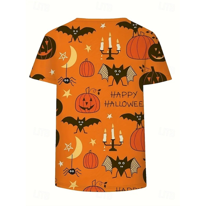 Halloween Women's T shirt Pumpkin Floral Graphic Skull Vintage Stylish Classic Short Sleeve Crew Neck Round Neck Regular Tops Daily Weekend Print Black White Red Orange Brown Summer Fall2