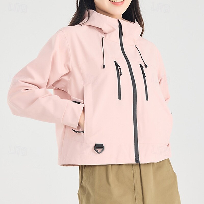 Women's Windbreaker Softshell Jacket Hiking Jacket Outdoor Waterproof Windproof Hiking Outfits Hiking Clothes Spring Autumn / Fall Top Camping / Hiking / Caving Running Solid Color Yellow Pink Blue4