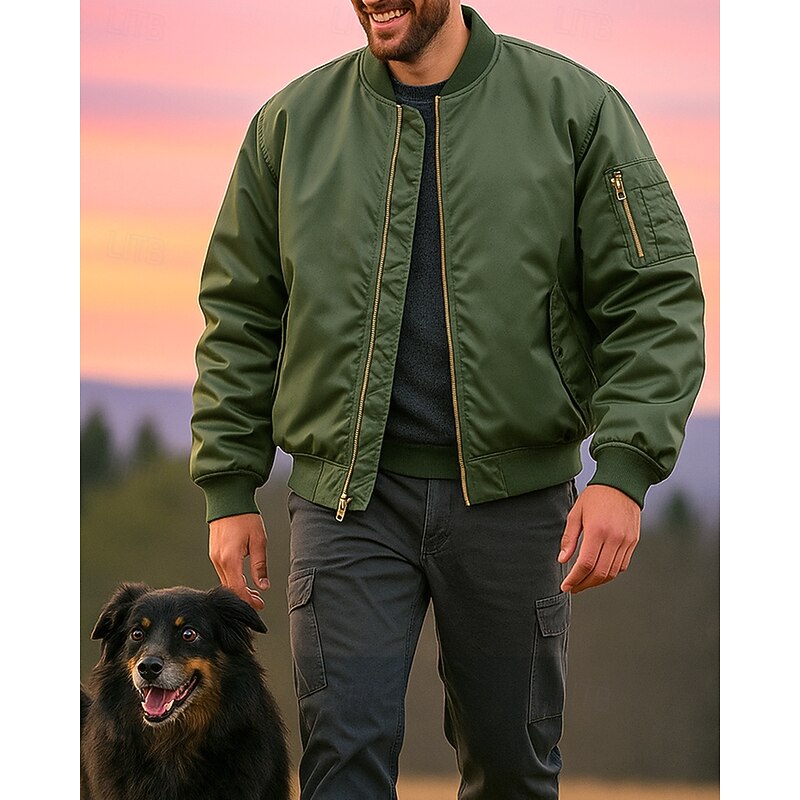 Men's Hiking Jacket Outdoor Thermal Windproof Warm Hiking Outfits Hiking Clothes Spring Autumn / Fall Jacket Tennis Golf Running Solid Color Black Army Green Blue3