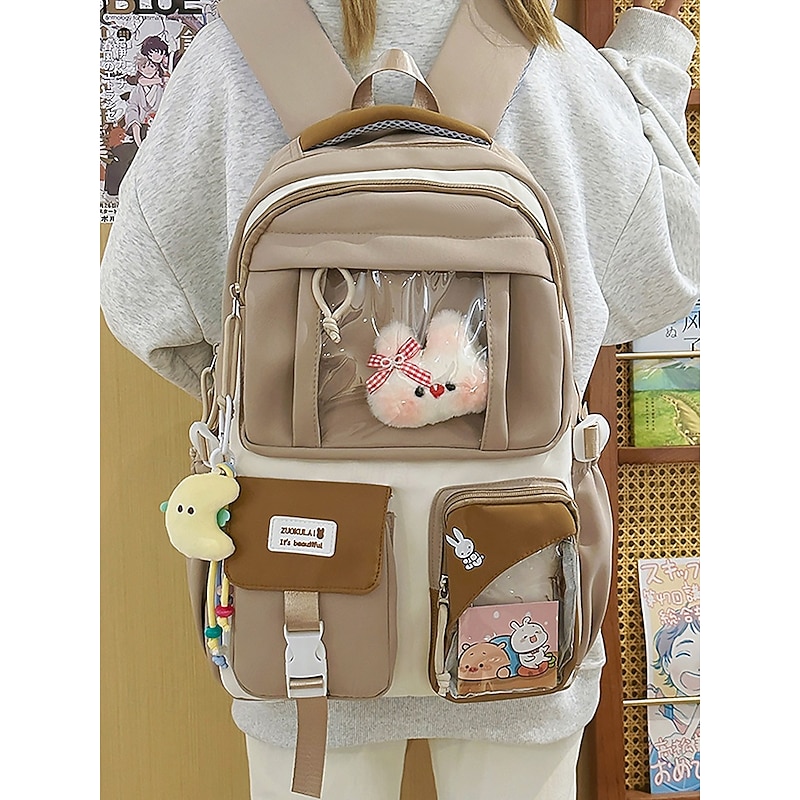 Teen Girls Kawaii Clear Window Backpack for Teen Girls – Plush Bunny Display Bookbag with Multi Pockets, Cute School Bag for Middle School or Daily Use4