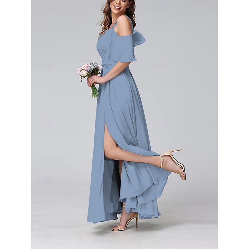 Women's Long Dress Maxi Dress Cocktail Dress Wedding Guest Dress Chiffon Slip Dress Elegant Fashion Modern Outdoor Cocktail Party Regular Fit Plain Short Sleeve Straps Yellow Blue Green Summer Spring4