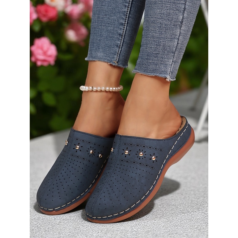 Women's Cutout Slip-On Mules – Breathable Comfort Clogs for Casual Days, Backyard Relaxing and Patio Tea Time
