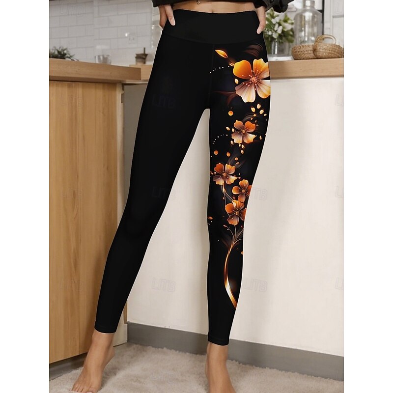 Women's Pants Trousers Leggings Cozy Leggings Streetwear Casual Full Length High Waist Butterfly Elastic Waist Print Breathability Comfortable Stretchy Vacation Street Daily Wear Black Blue Purple