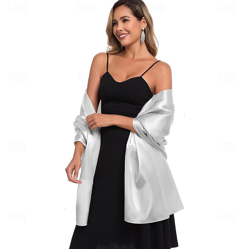 Shawls and Wraps for Evening Dresses Satin Women Long Scarf Wedding Guest Shawl3